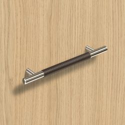 úchytka Byzantia, tmavě hnědá vroubkovaná kůže/ imitace nerezu