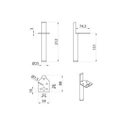 Nábytková nožička DN-714, zlatá matná