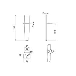Nábytková nožička DN-715, zlatá lesklá