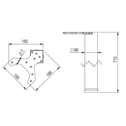 Stolní noha 80x80/710 mm, roh