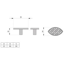 knopek Braid, černá matná