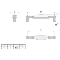 porcelánová úchytka Garden, starostříbro/ popraskaný porcelán