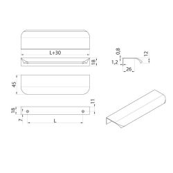 profilová úchytka Toko, eloxovaný hliník