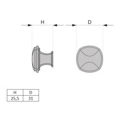 čtvercový knopek Patience, černá matná