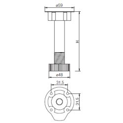 Plastová nožička rektifikační - nasouvací