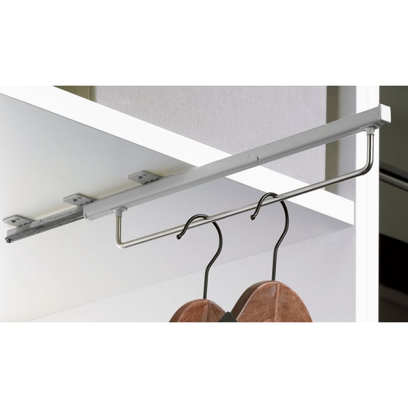 Výsuvný věšák na ramínka s výsuvem Quadro, stříbrný