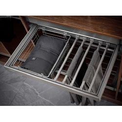 Výsuvný věšák na kalhoty s košem na prádlo WB 663, bílá