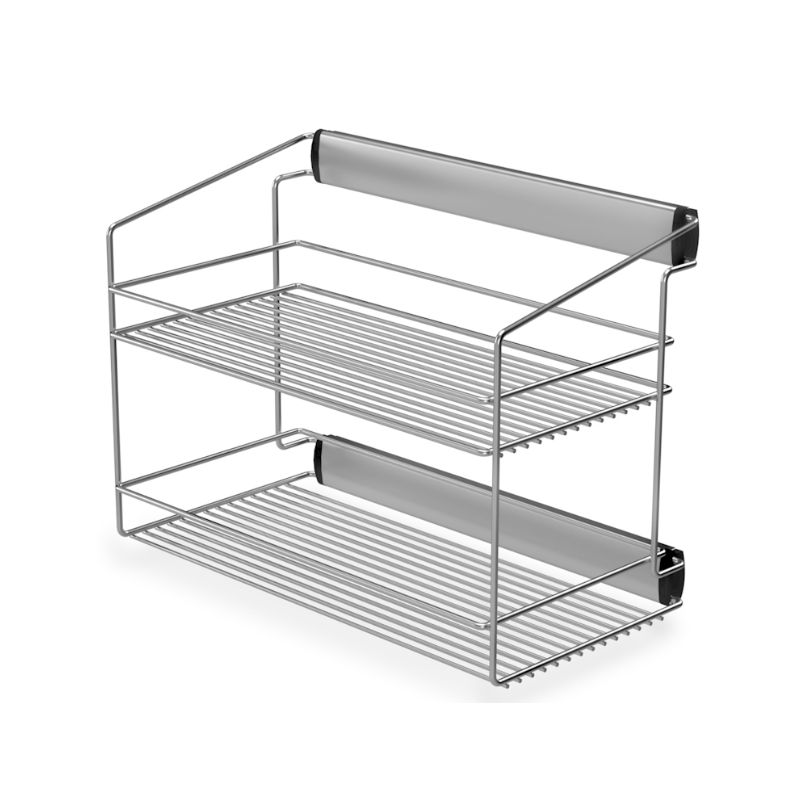 Výsuvný šatníkový dvoupolicový koš, 3315-P22, stříbrný