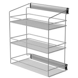 Výsuvný šatníkový třípolicový koš, 3316-P22, stříbrný
