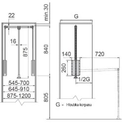 Sklopná šatní tyč na ramínka ATM, lesklý chrom/ černá