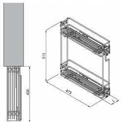 Boční koš s tlumením, skříňka 150 mm