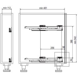 Výsuvný koš 90° s věšákem na utěrky, Arena Style, antracit