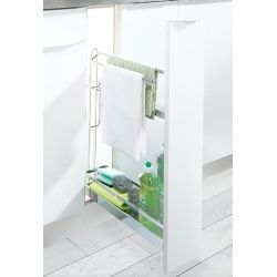 Výsuvný koš 90° s věšákem na utěrky, Arena Style, Chrom