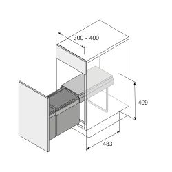 Odpadkový koš Bin.it Duo I, PVC