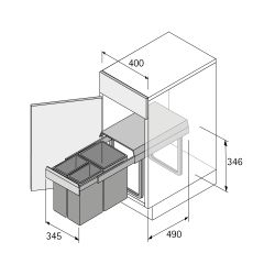 Vestavěný odpadkový koš Bin.it Trio - 400