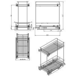 Celodrátěný koš na výsuvech s tlumením