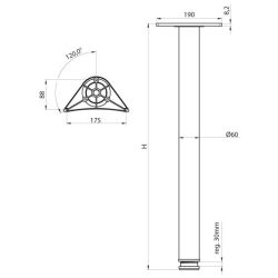 Stolní noha Ø 60/710