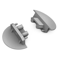 Kulaté koncovky k profilu Groove, šedé (pár)