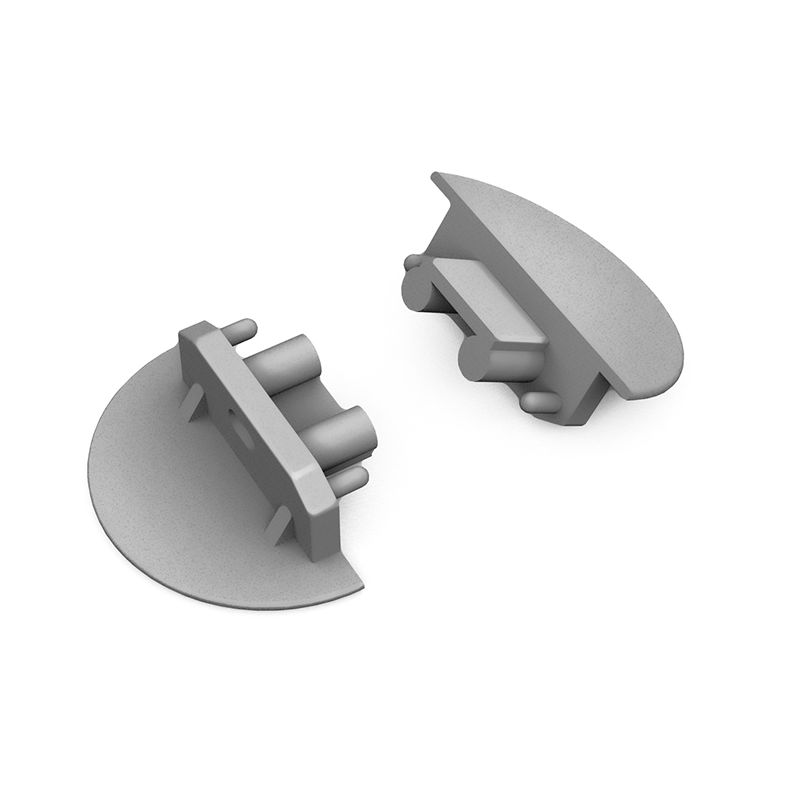 Kulaté koncovky k profilu Groove, šedé (pár)