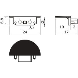 Kulaté koncovky k profilu Groove, černé (pár)