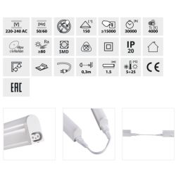 Svítilna Mera LED 15W neutrální bílá 838mm, bílá