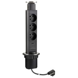 Elektrická zásuvka Strong vytahovací, 3x 230V, 1x USB A, 1x USB C