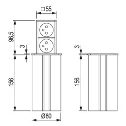 Elektrická zásuvka Strong PowerUp vysouvací, 1x 230 V, 1x USB A, 1x USB C