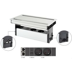 VersaFlap Dual 2.0, 2x 230 V, 2x RJ45, 1x USB A / C