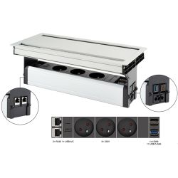 VersaFlap Dual 2.0, 3x 230 V, 2x RJ45, 1x USB A / C, 1x HDMI, 1x USB A Data