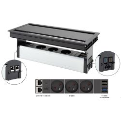 VersaFlap Dual 2.0, 3x 230 V, 2x RJ45, 1x USB A / C, 1x HDMI, 1x USB A Data