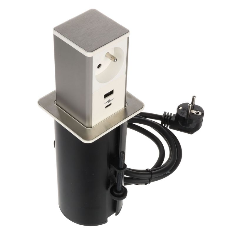 Riex výsuvná zásuvka 1x 230 V, 1x USB A, 1x USB C