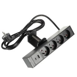 Riex prodlužovačka se svorkou, 4x 230 V, 1x USB A/C
