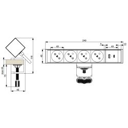 Riex prodlužovačka se svorkou, 4x 230 V, 1x USB A/C