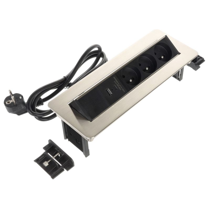 Riex Flip up 3x 230 V, 1x USB A, 1x USB C