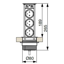 SFL Brick 3x 230 V, 2x USB A