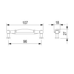 úchytka Sara, starocín/ porcelán bílý