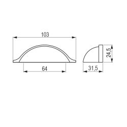 úchytka mušle Cona, starozlatá