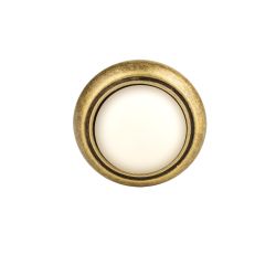porcelánový knopek Gipa, starozlatá/ porcelán bílý