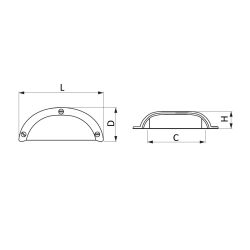 úchytka mušle Art Decó, efekt hrdze