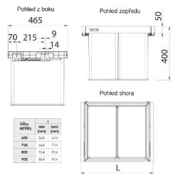 Koš na prádlo s pytlem WB-676, bílý