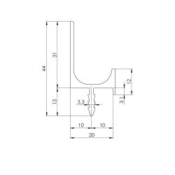 Hliníkový narážecí profil Juvio L, eloxovaný hliník