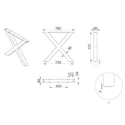 Stolní podnož DN-974, 80x80, černá matná