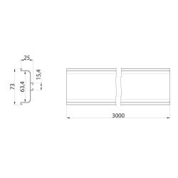 Gola vodorovný C profil – 3000 mm, elox.hliník