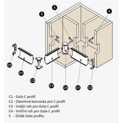 Vnější roh pro C profil ATM, bíla matná