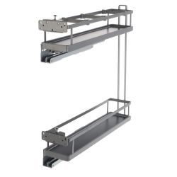 Výsuvný dvoupoličkový koš spodní s plným dnem, tmavě šedý