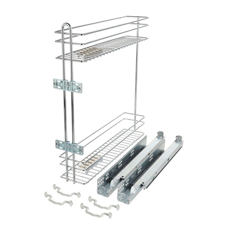 Výsuvný dvoupoličkový drátěný koš spodní, pravý, chrom