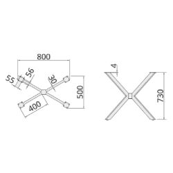 Stolní podnož DN-979D, 50x80, výška 730mm, černá matná