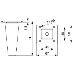Nábytková noha Riex GW20 lakovaný dub, 4 kusy