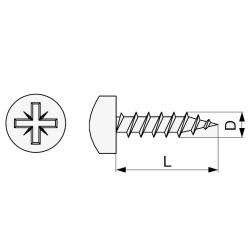 Šroub s PZ drážkou Riex, průměru 3,5 - 5,0, půlkulatá hlava