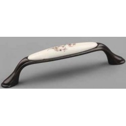 porcelánová úchytka Margarita, country bronz/ kytičky